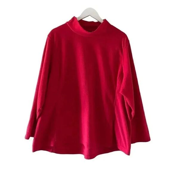 Lands’ End Mock Neck Red Soft Long Sleeves ’ Pullover Sweatshirt SZ 3X # 1305 - Picture 1 of 12